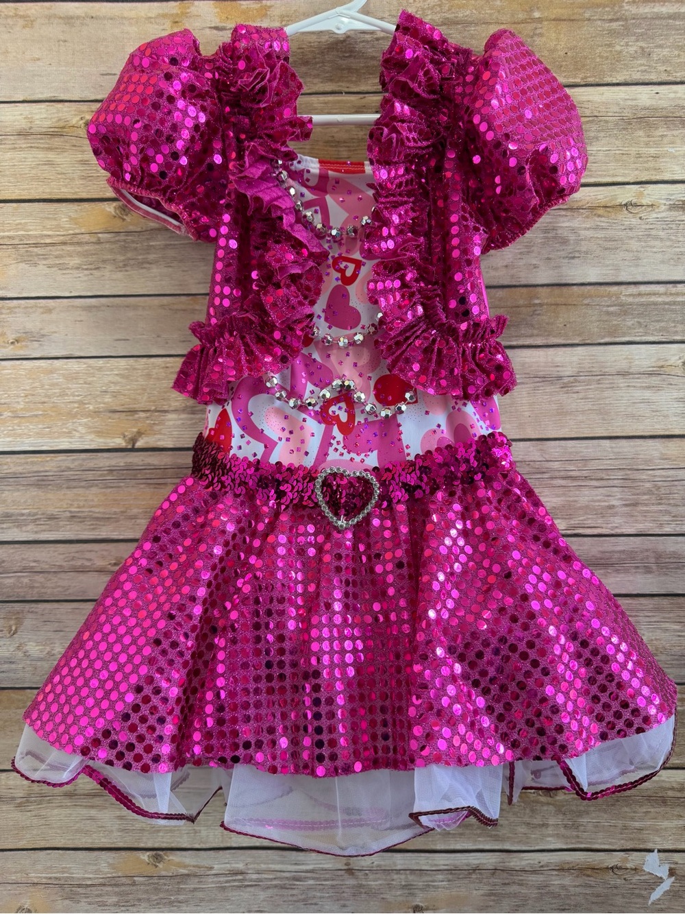 Dansco Pink Sequin Tulle Dance Costume Leotard Halloween Dress Up Girls Medium